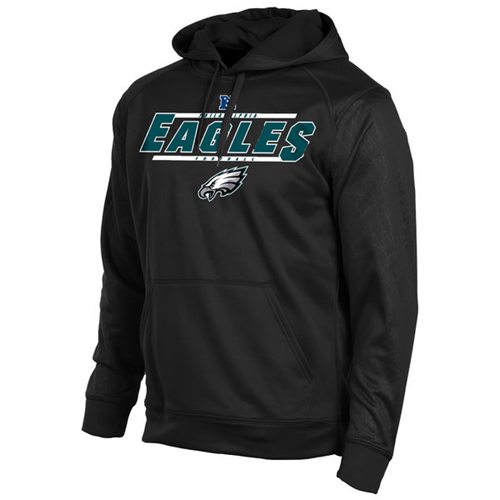 Philadelphia Eagles Majestic Synthetic Hoodie Sweatshirt Black - Click Image to Close